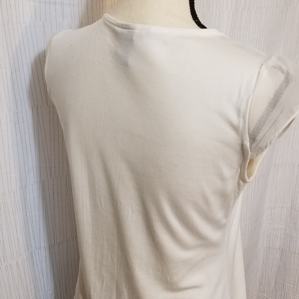 H&M WOMEN'S WHITE CAP SLEEVE BLOUSE TOP MEDIUM - Picture 5 of 7